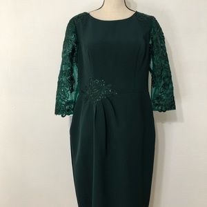 NWT JJ’s House Green Lace Formal Sheath Dress